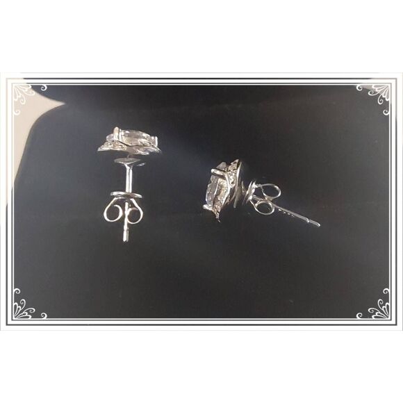 CERTIFIED Genuine Moissanite Diamond 2Ct. Round & Channel Wrap Stud Earrings - Picture 3 of 8